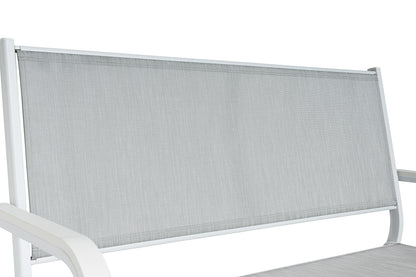 KETTLER Basic Plus 2er-Bank weiß matt/hellgrau , Aluminium/Outdoorgewebe