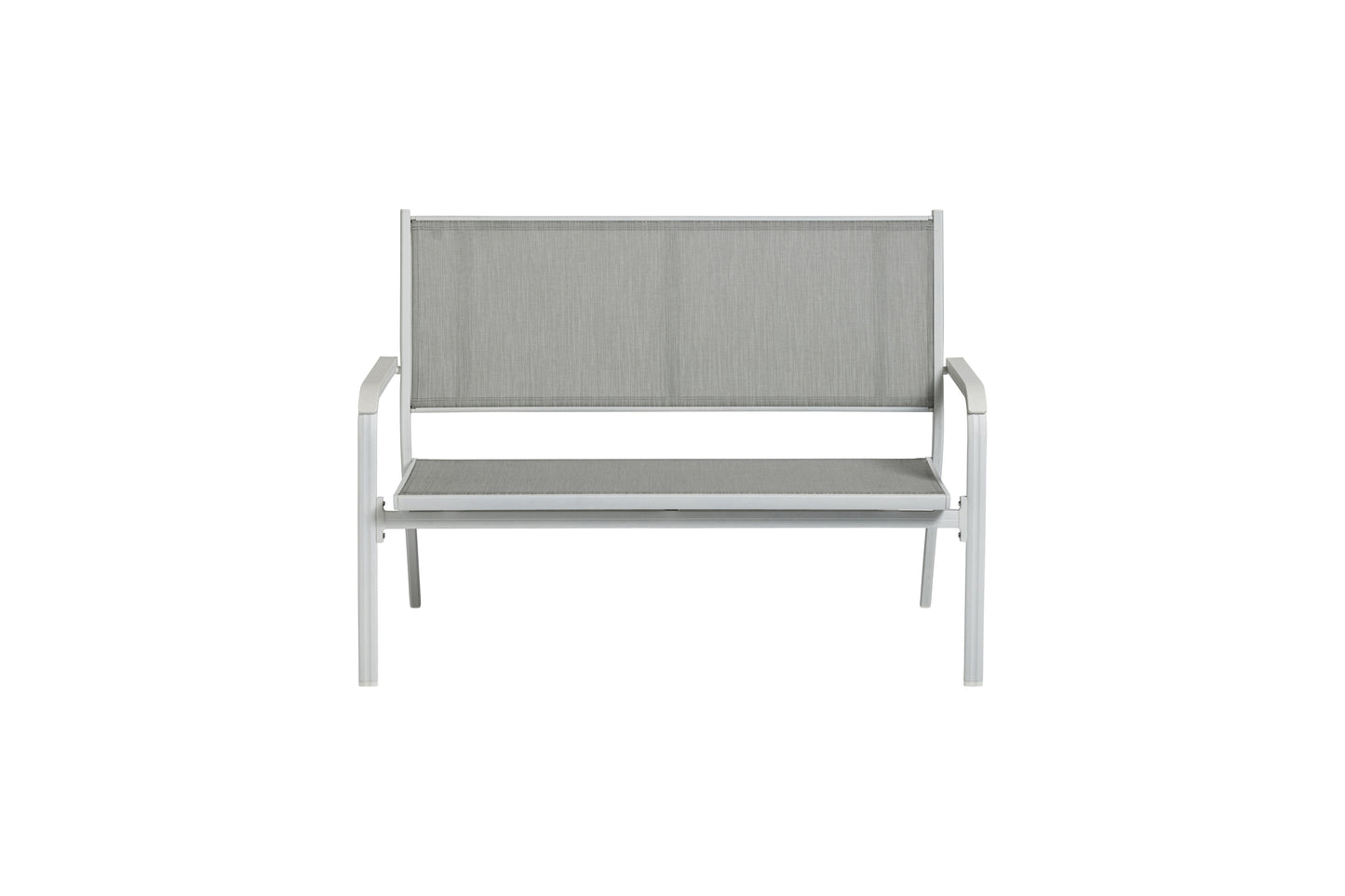 KETTLER Basic Plus 2er-Bank weiß matt/hellgrau , Aluminium/Outdoorgewebe