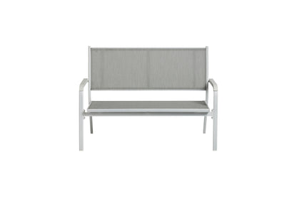 KETTLER Basic Plus 2er-Bank weiß matt/hellgrau , Aluminium/Outdoorgewebe