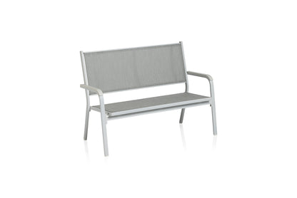 KETTLER Basic Plus 2er-Bank weiß matt/hellgrau , Aluminium/Outdoorgewebe