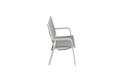 KETTLER Basic Plus Stapelsessel weiß matt/hellgrau , Aluminium/Outdoorgewebe
