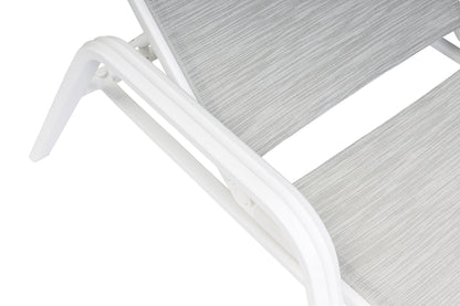 KETTLER Basic Plus Stapelliege weiß matt/hellgrau , Aluminium/Outdoorgewebe