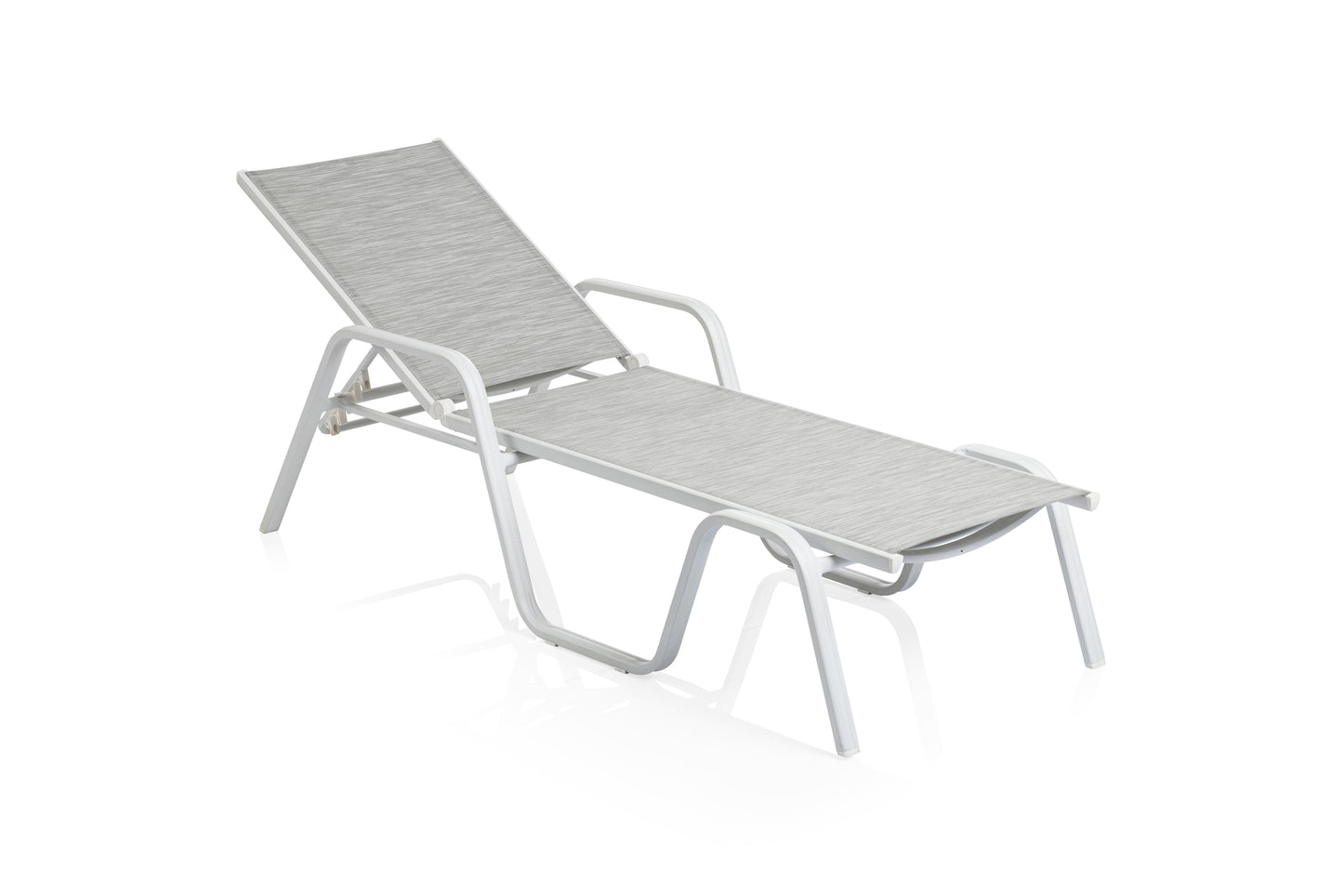 KETTLER Basic Plus Stapelliege weiß matt/hellgrau , Aluminium/Outdoorgewebe