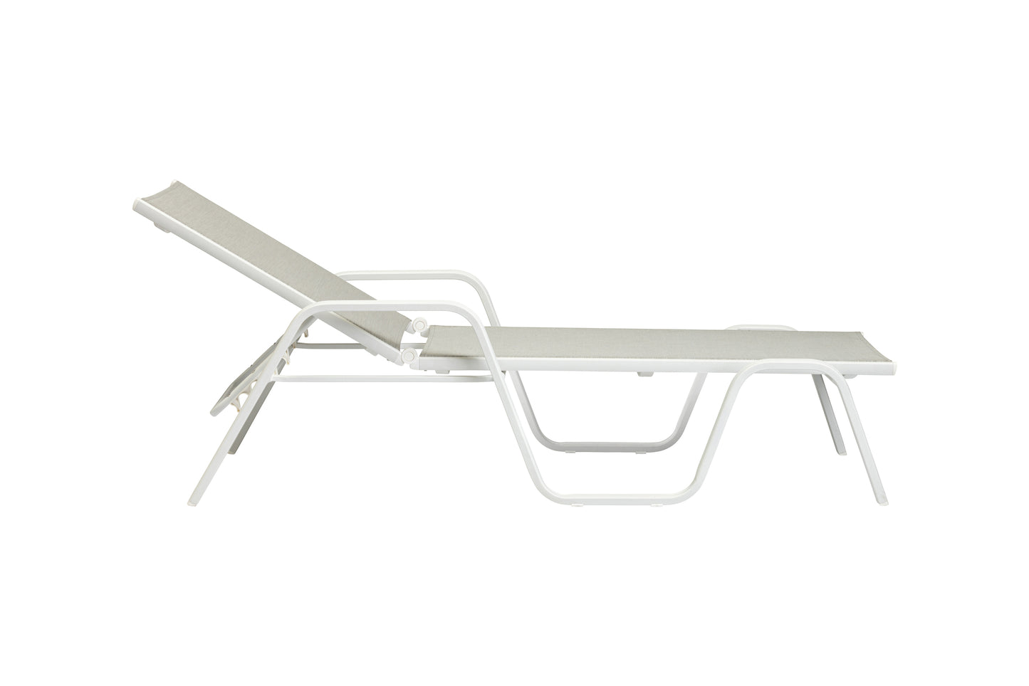 KETTLER Basic Plus Stapelliege weiß matt/hellgrau , Aluminium/Outdoorgewebe