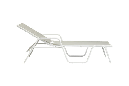 KETTLER Basic Plus Stapelliege weiß matt/hellgrau , Aluminium/Outdoorgewebe