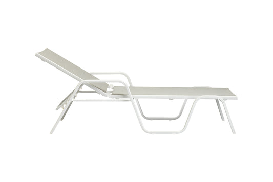 KETTLER Basic Plus Stapelliege weiß matt/hellgrau , Aluminium/Outdoorgewebe