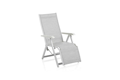KETTLER Basic Plus Relaxsessel weiß matt/hellgrau , Aluminium/Outdoorgewebe