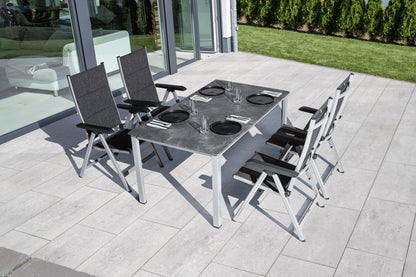 KETTLER KETTALUX CUBIC DINING-TISCH 160 x 90cm, silber/Schiefer anthrazit, Aluminium