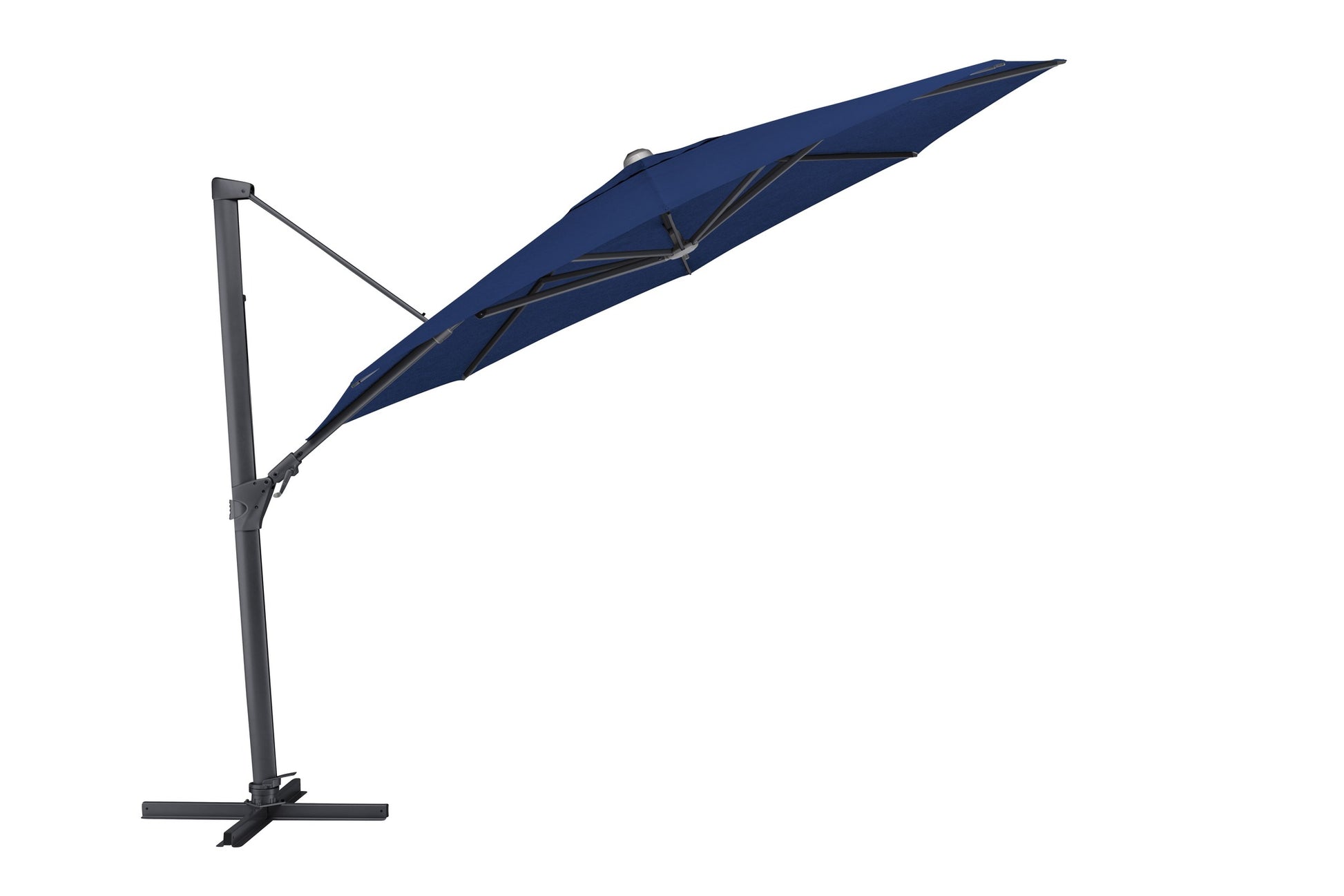 Sonnenschirm Ampelschirm ausgefahren anthrazit-blau Sonnenschutz