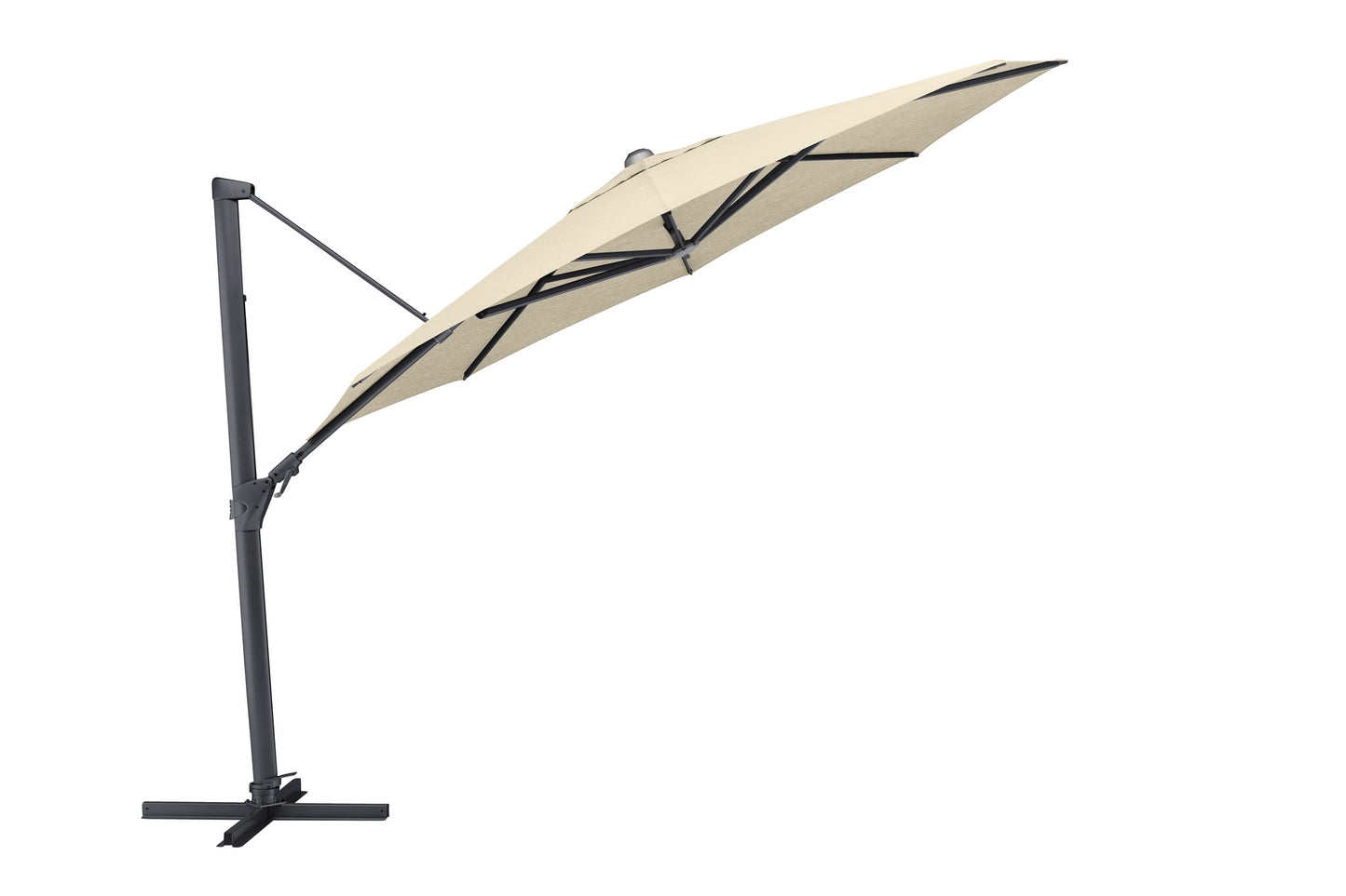 Sonnenschirm Ampelschirm ausgefahren anthrazit-beige Sonnenschutz