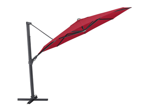 Sonnenschirm Ampelschirm ausgefahren anthrazit-rot Sonnenschutz