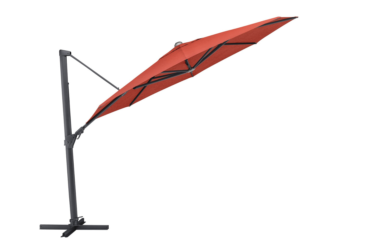 Sonnenschirm Ampelschirm ausgefahren anthrazit-terrakotta Sonnenschutz
