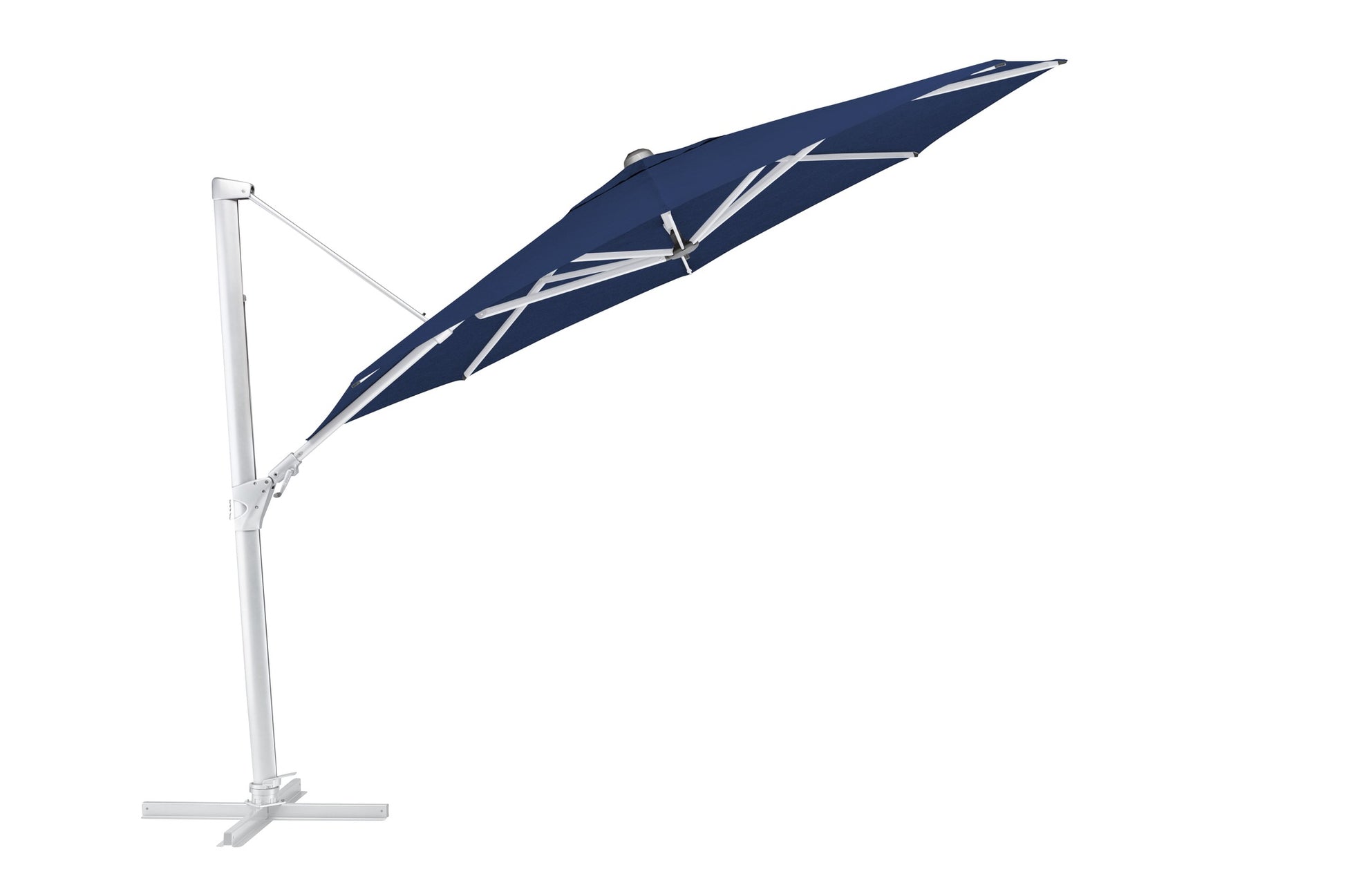 Sonnenschirm Terrasse Ausgeklappt silber-blau Sonnenschutz