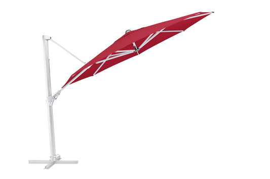 Sonnenschirm Terrasse Ausgeklappt silber-rot Sonnenschutz