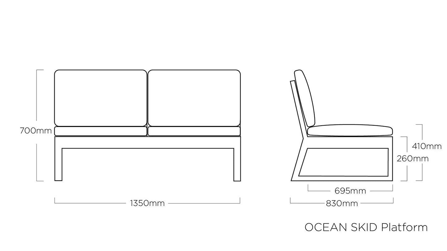 KETTLER OCEAN SKID PLATFORM 2-Sitzer Sofa – modulares Lounge Element