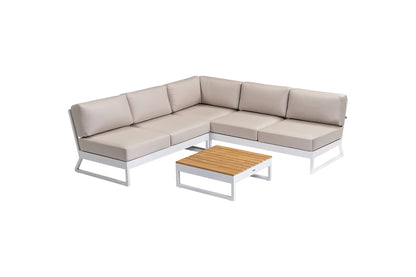 KETTLER OCEAN SKID PLATFORM Lounge Eckset – Aluminium, Teak, wetterfest