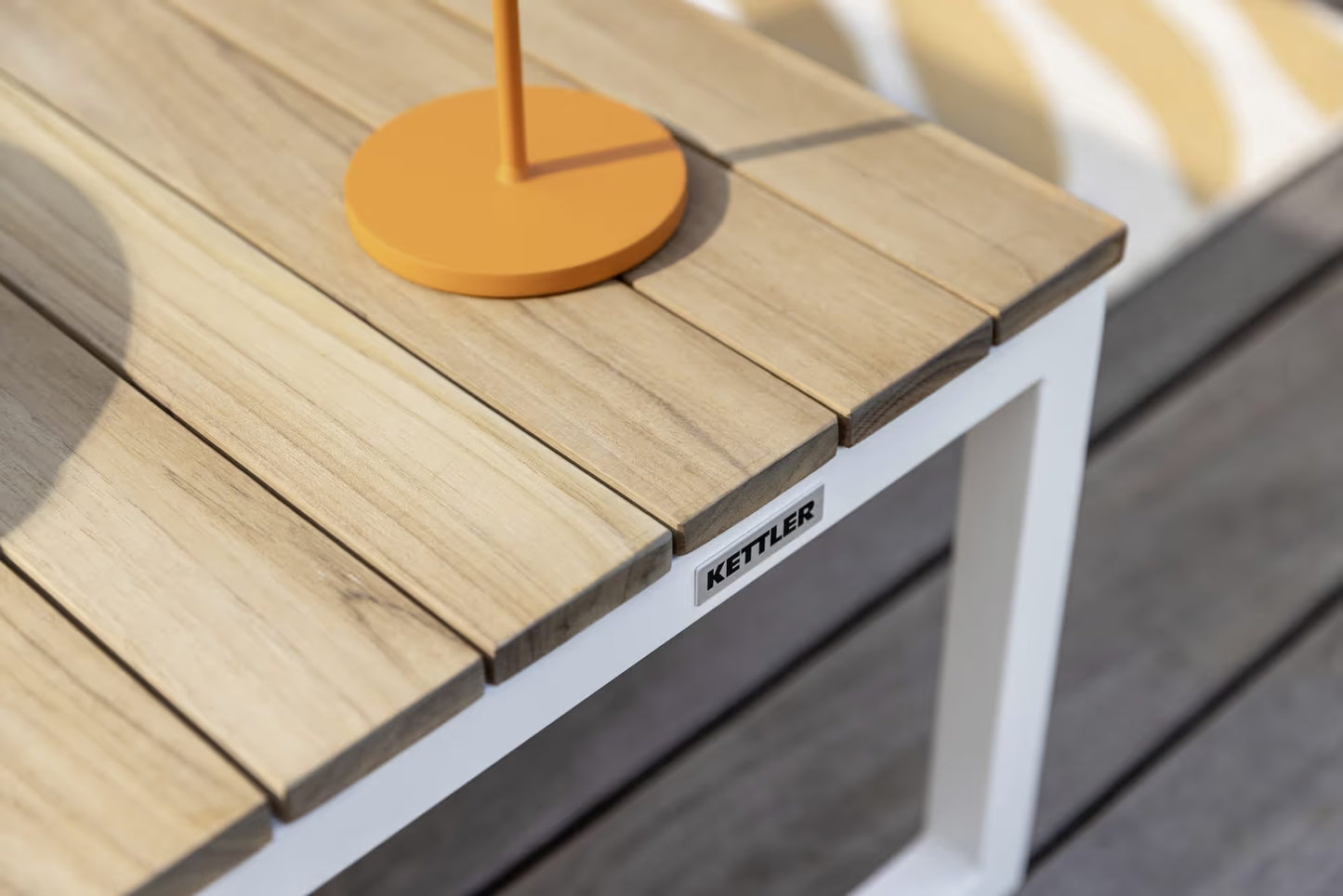 KETTLER OCEAN SKID PLATFORM Loungetisch – Aluminium mit Teakplatte