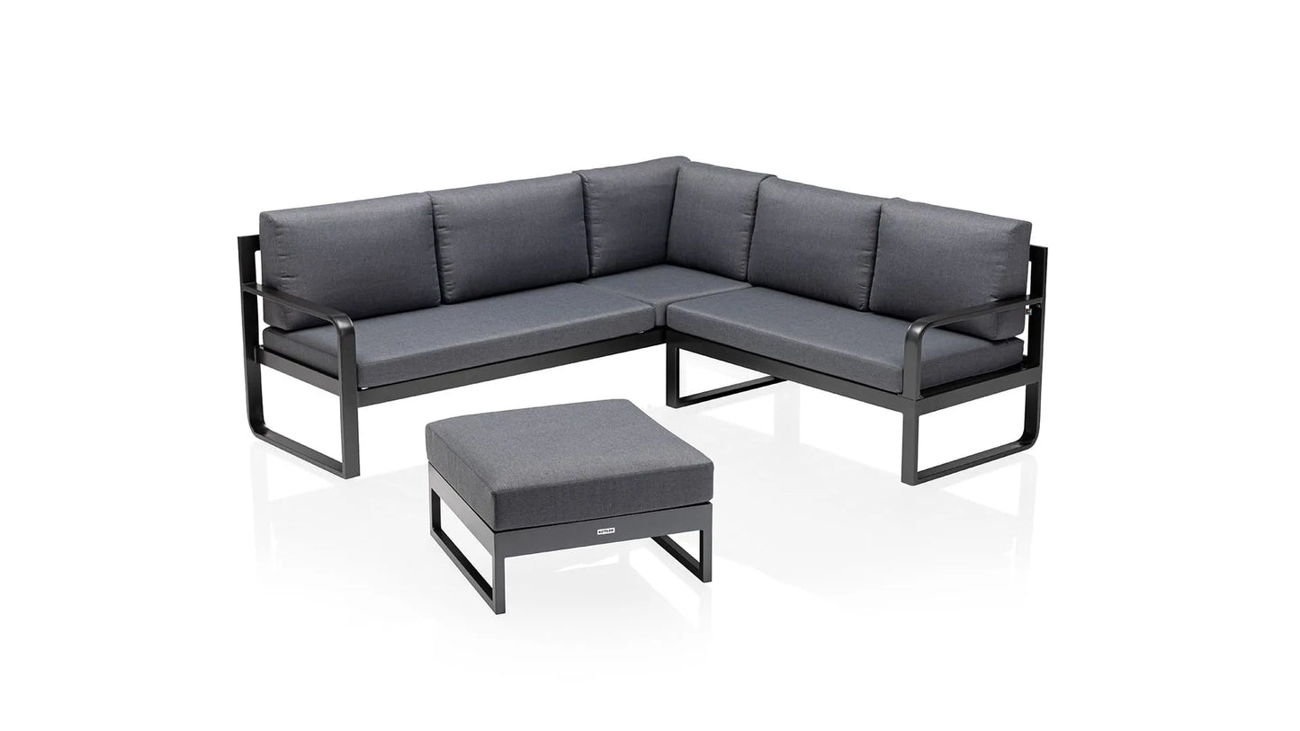 KETTLER OCEAN Casual Dining Dininglounge Aluminium/Polyester Anthrazit/Grau mit Hocker