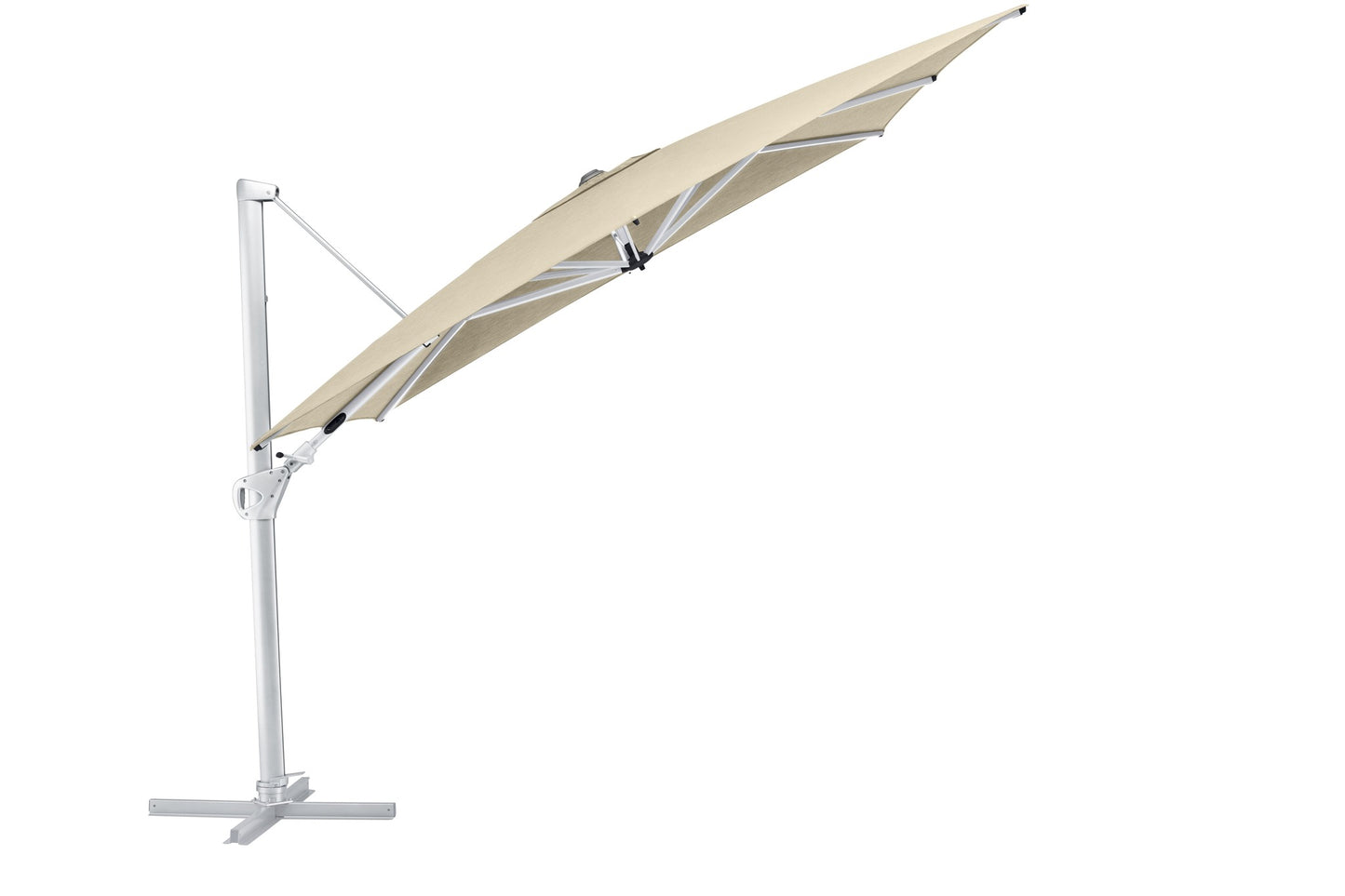 KETTLER Ampelschirm EASY SWING 300cm x 300cm UPF 50+ inkl. Abdeckhaube+Schirmständer - Gestell silber