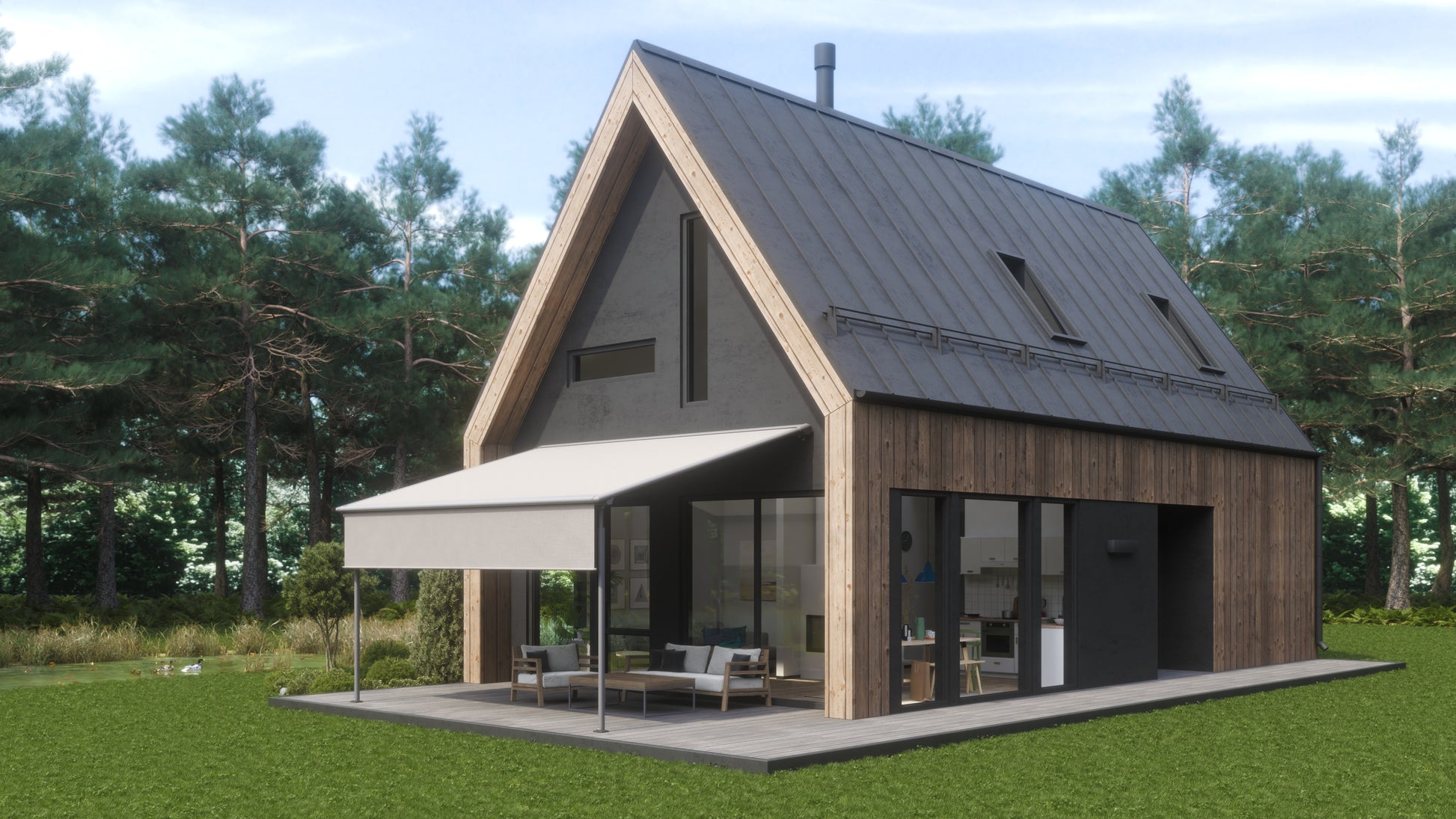 Pergola Markise Haus Terrasse farbe Mineral Sonnenschutz