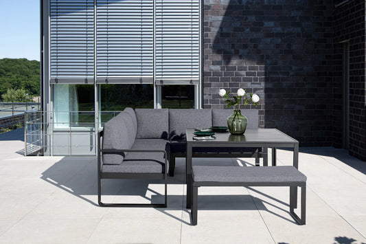 Gartenlounge Möbel Set mit Tisch und Sitzbank aus Aluminium für Terrasse und Garten