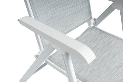 KETTLER Basic Plus Multipositionssessel weiß matt/hellgrau , Aluminium/Outdoorgewebe